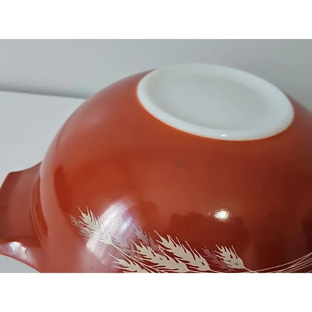 Vintage Pyrex 444 Autumn Harvest Wheat Cinderella Mixing Bowl 4 Quart